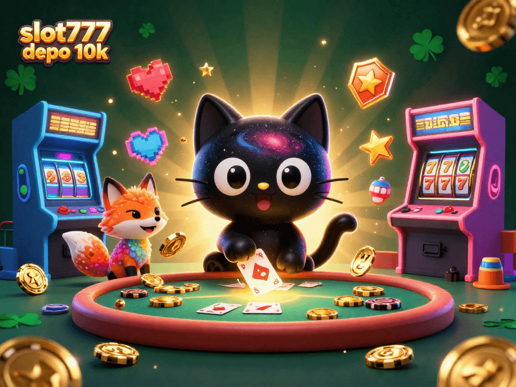Engage in thrilling slot777 depo 10k action as cartoon characters spin reels and win big at a cosmic casino.