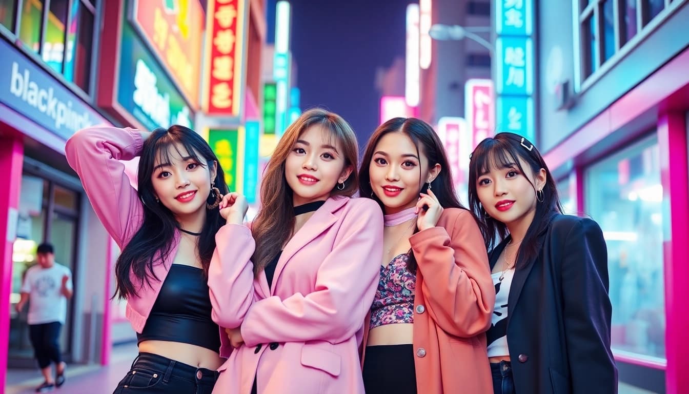 Dynamic portrait of blackpink members showcasing their unique styles and vibrant energy.