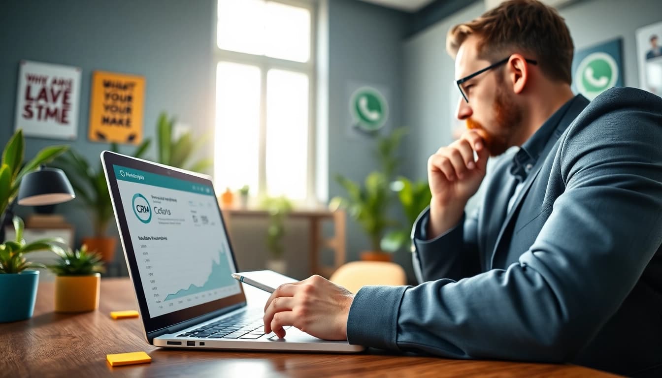 Boost your efficiency with WhatsApp Business CRM reflected in a professional workspace.