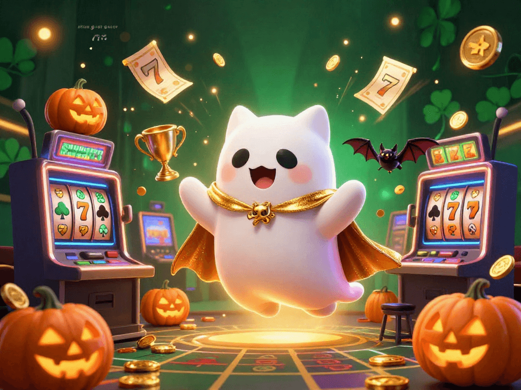 Spin slots to win huge at situs slot gacor 777 with vibrant characters in a haunted casino.