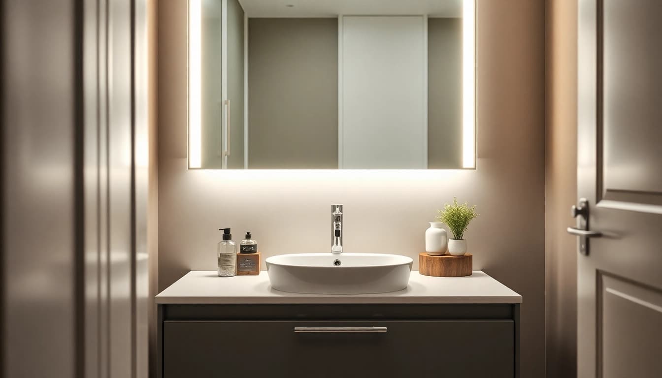 Entdecken Sie den sonni led spiegelschrank mit eleganter Beleuchtung im Bad.