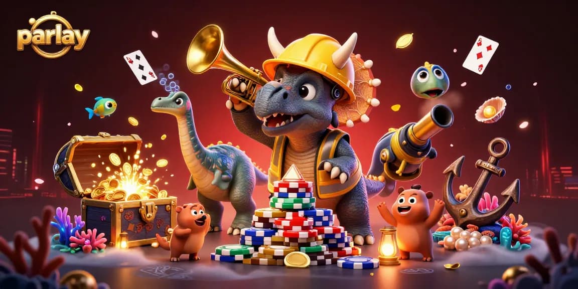 Engage in parlay betting with animated casino characters building excitement with poker chips and wins.