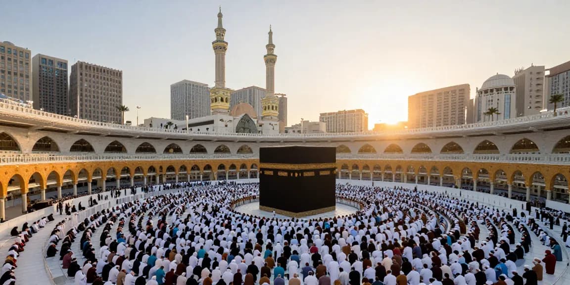 Umroh Ramadhan pilgrimage at Masjid al-Haram with diverse worshippers marking their spiritual journey during this blessed season.