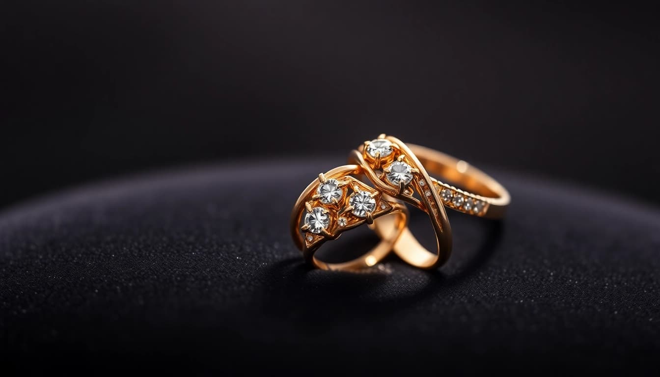 Admire exquisite couple rings showcasing elegance and intricate designs.