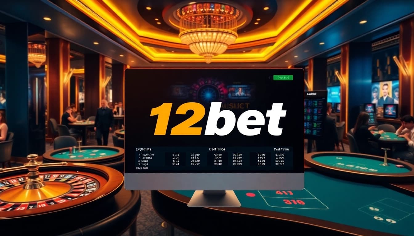12bet online gambling interface featuring luxurious casino elements and exciting betting.