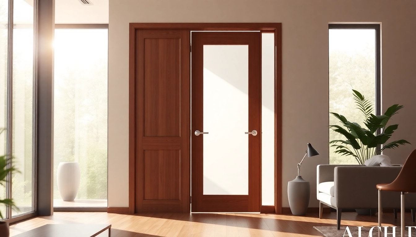 Showcasing an elegant single leaf swing door in a modern interior, blending functionality with style.