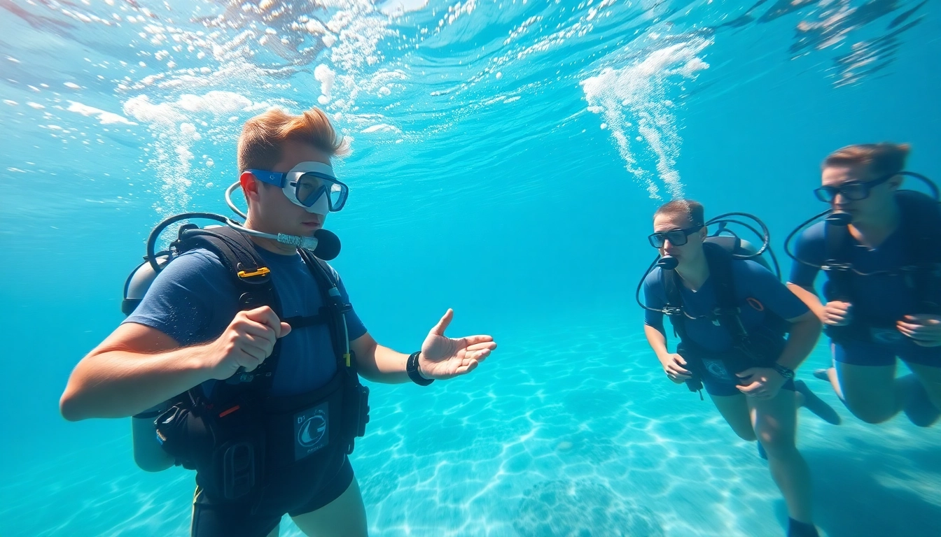 SSI Open Water Diver Kurs Teilnehmer üben unter Anleitung eines Tauchlehrers.