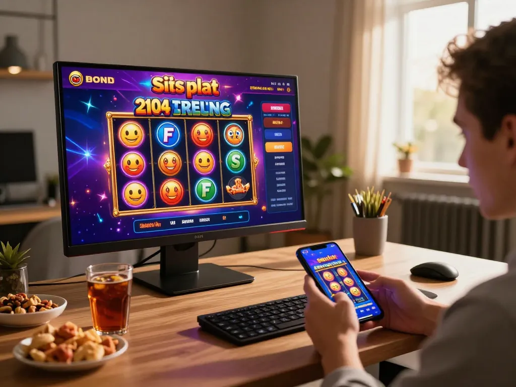 Sit at your home and enjoy situs slot gaming on your smartphone with vibrant app features visible.