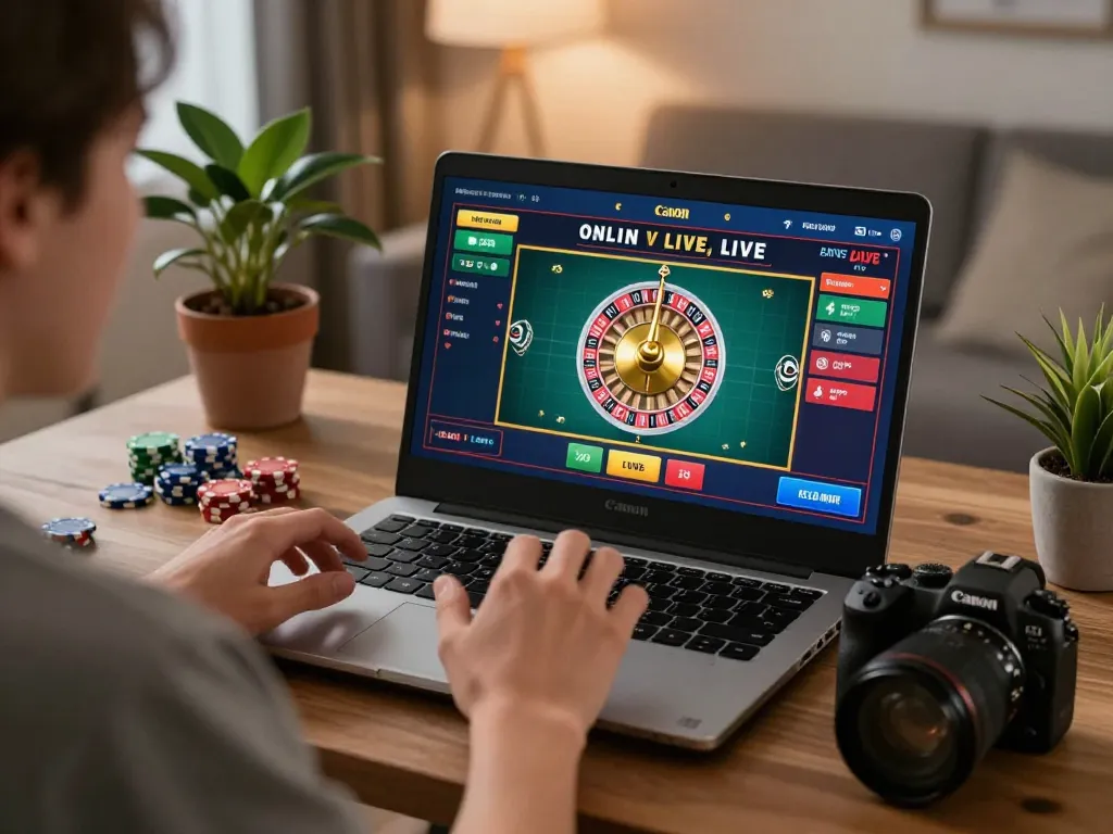 Person enjoying live roulette on TIP88 at home, showcasing responsible gaming in a cozy setting.