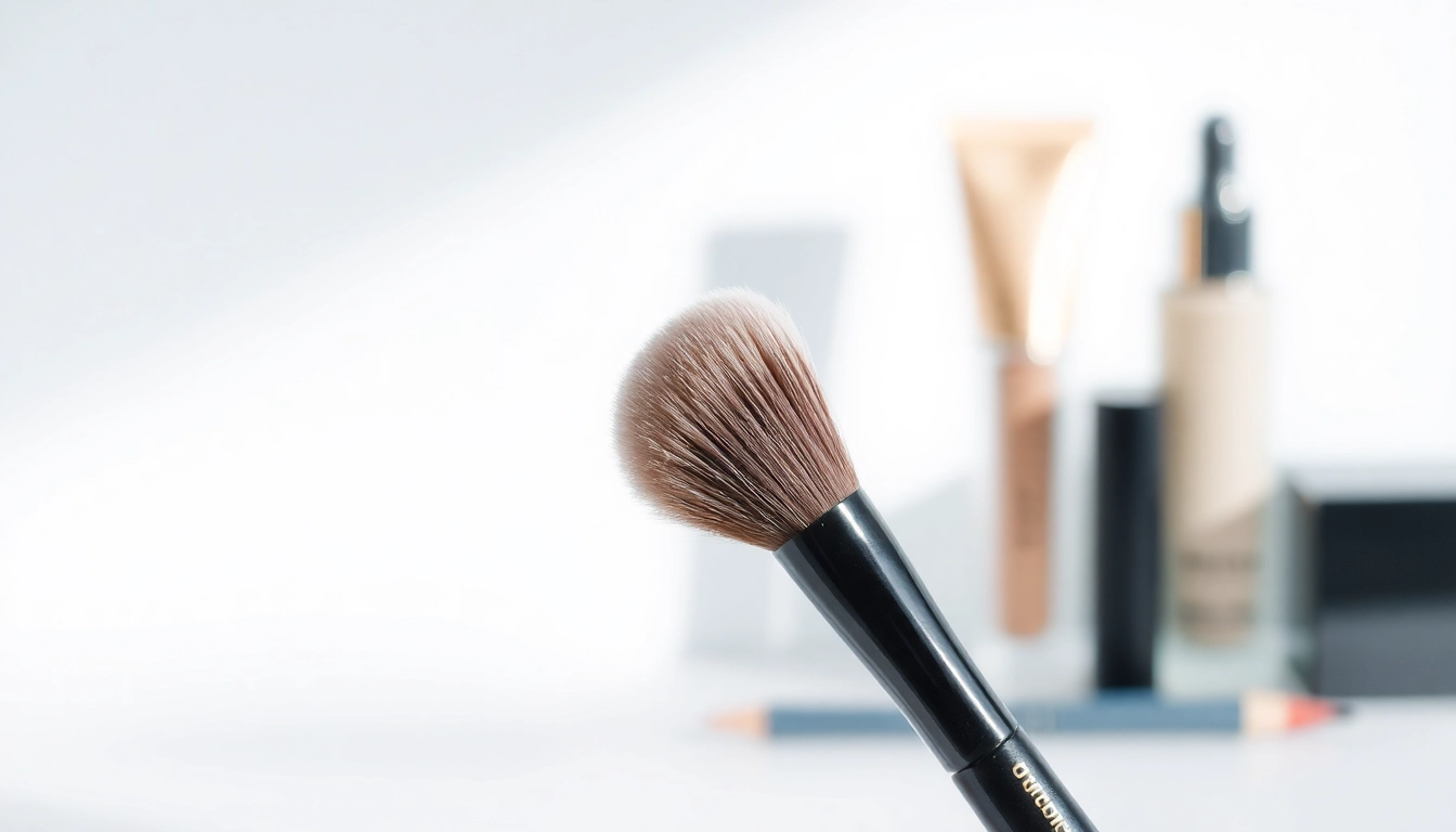 An angled concealer brush highlighting its sleek design and soft bristles for flawless makeup.