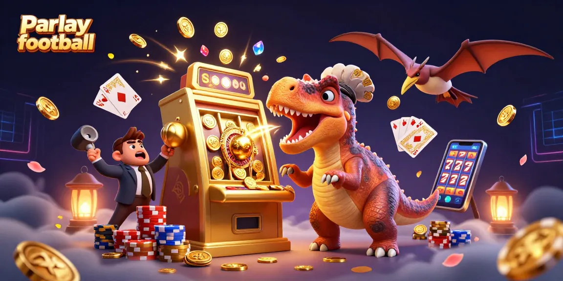 Engage with parlay football insights while enjoying a whimsical casino-themed illustration.