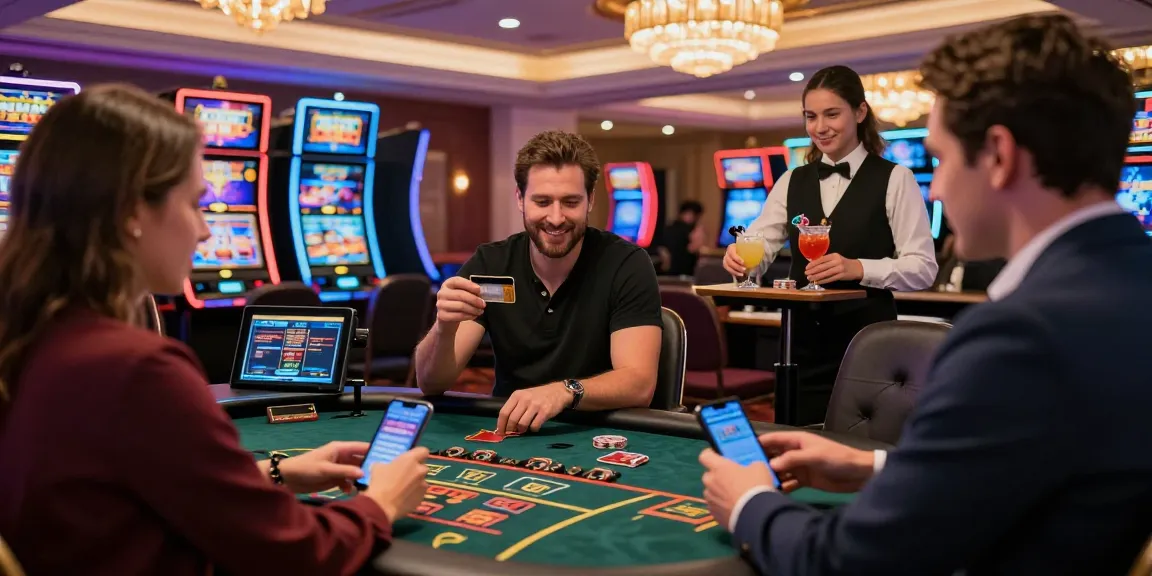 Find exciting gaming experiences at credit card casinos at ieee.org.uk featuring players enjoying luxury gaming tables in a vibrant casino setting.