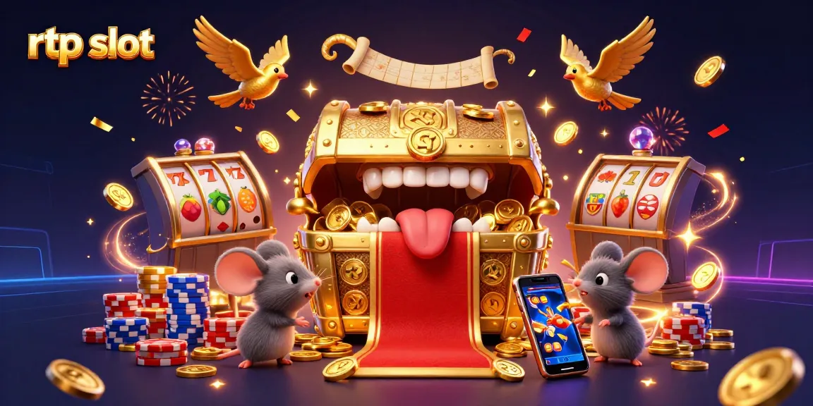 Engage with rtp slot adventures in a vibrant casino scene filled with gold and treasures.