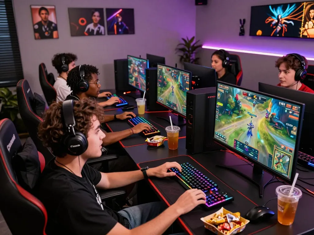 Exciting multiplayer gaming scene with players enjoying go88 action in a vibrant gaming room.