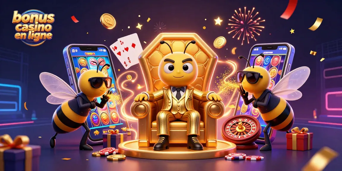 Profitez des bonus casino en ligne avec une scène festive et colorée inspirée des jeux de casino.