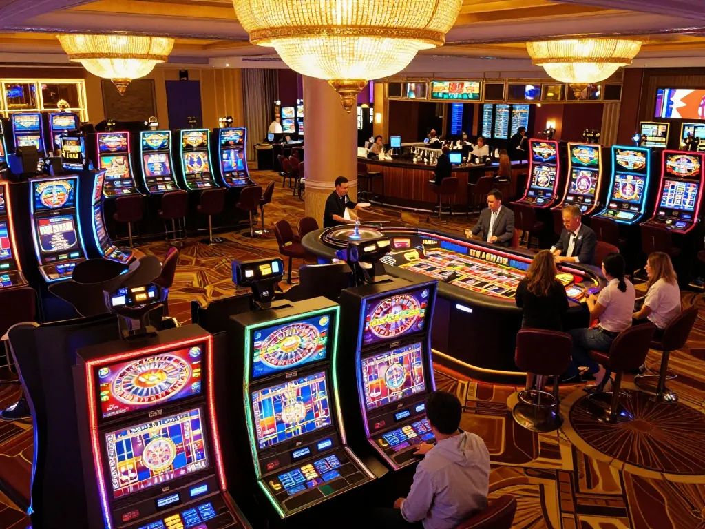 Experience top quality widgets at a vibrant casino floor with active slot machines and engaging roulette.
