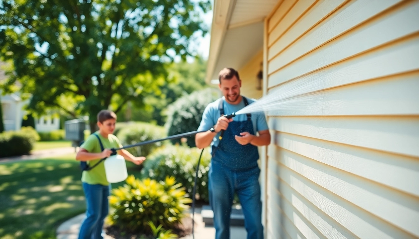 Soft wash service revitalizing home exterior with eco-friendly solutions.