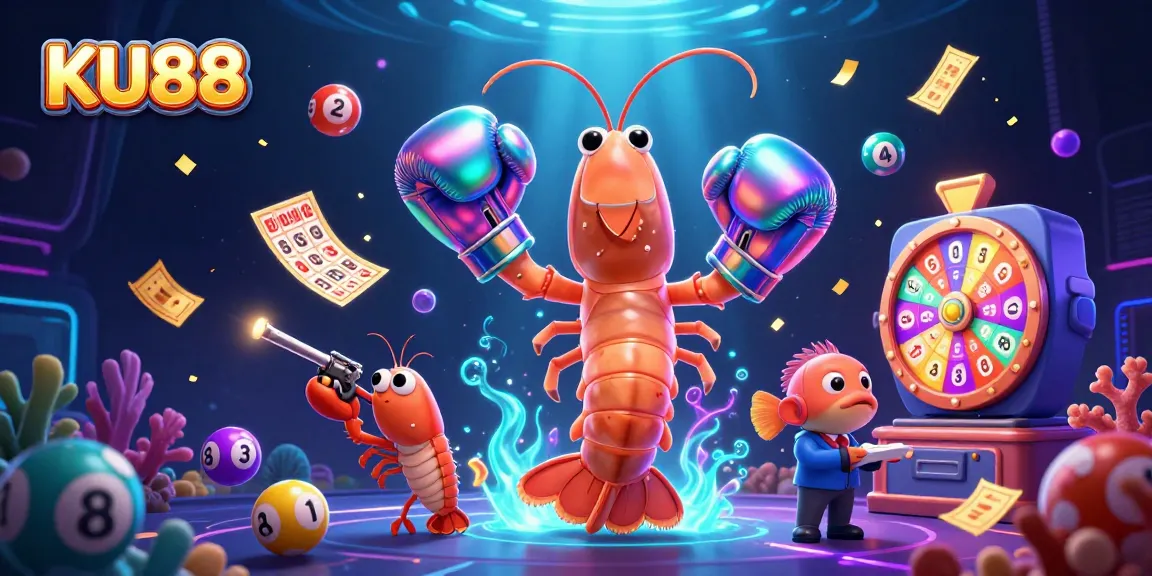 Engage with lively KU88 gaming action featuring vibrant lottery elements and dynamic cartoon characters.