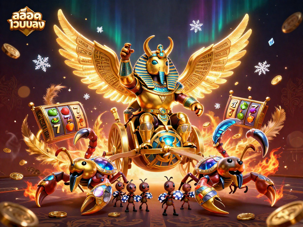 Engage with สล็อตเว็บตรง in a vibrant 3D casino scene full of action and detail.