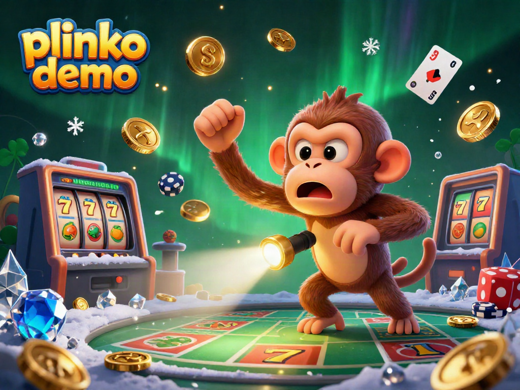 Experience an exciting plinko demo featuring a mischievous poltergeist monkey juggles gold in a lively casino