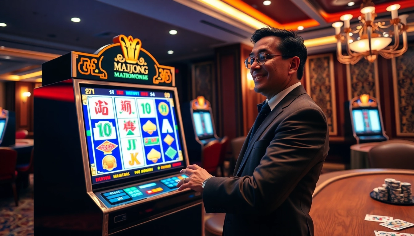 Putar slot demo Mahjong dalam suasana kasino yang hidup dan mewah penuh dengan kegembiraan.