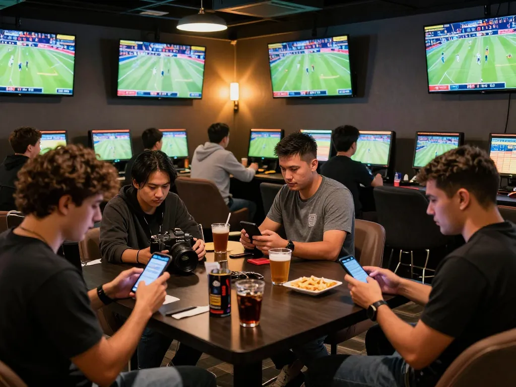 Betting at VN23 sports lounge, with bettors engaged in exciting wagers and live games