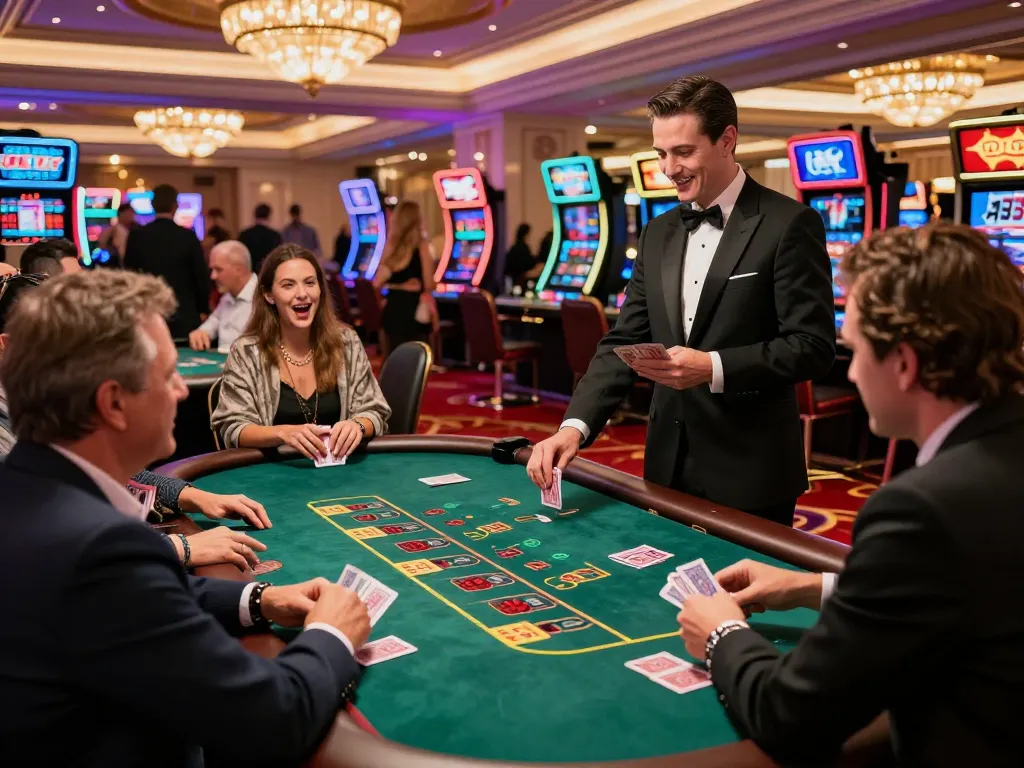 Experience thrilling blackjack gameplay at 388bet in a vibrant Las Vegas casino.