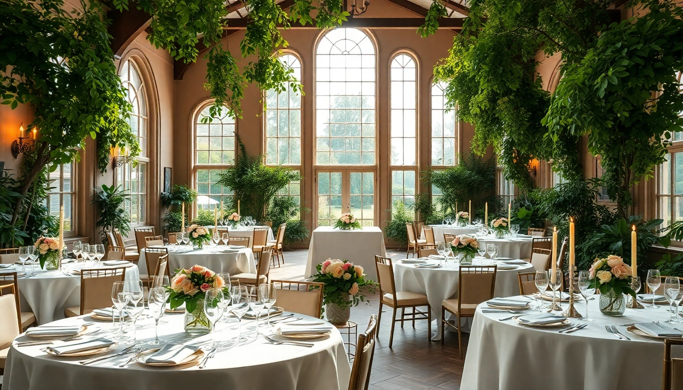 Wedding Event Space Jacksonville featuring elegantly arranged tables and floral decor for nuptials.