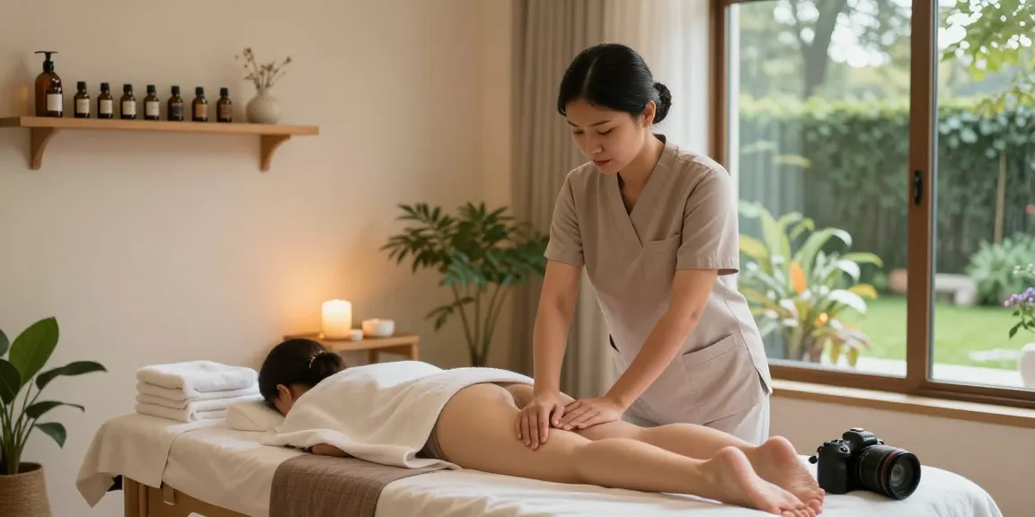 Comforting 1인샵 massage therapy room prepared for relaxation with essential oils and calming decor.