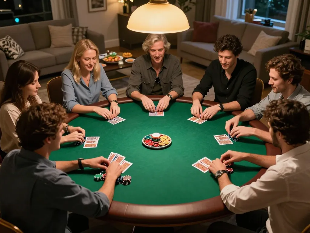 Players enjoying an exciting poker game at home showcased by n188's community-driven gaming atmosphere