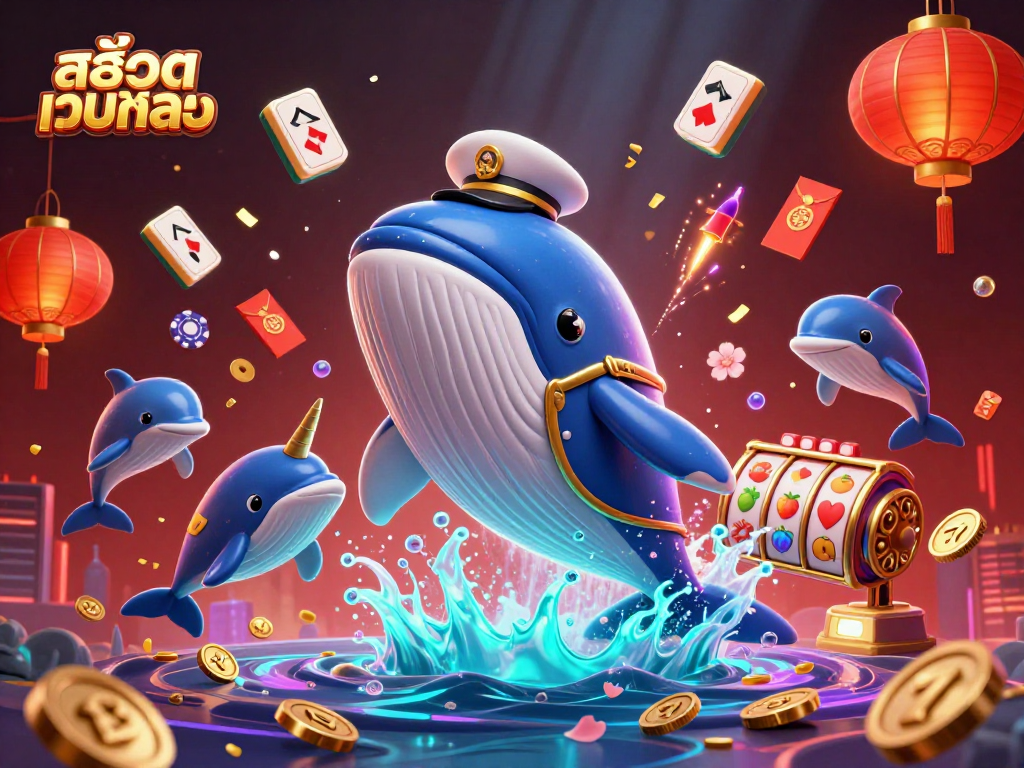 Experience excitement with สล็อตเว็บตรง as a giant whale breaches coins while playing poker.
