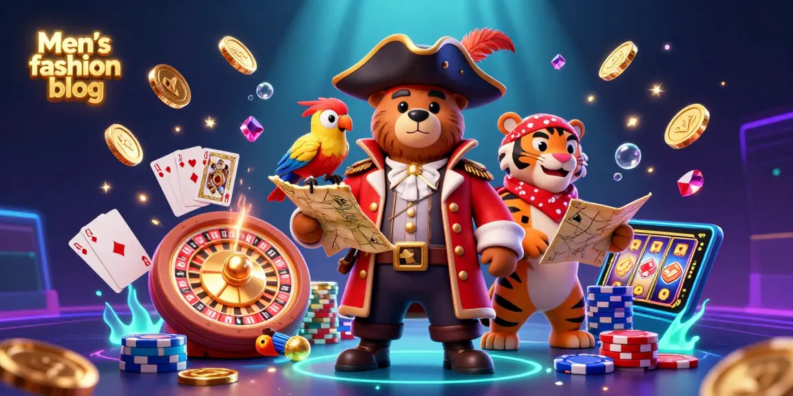 Join the Men’s fashion blog characters in a sparkling casino adventure, surrounded by stacks of winning treasures.
