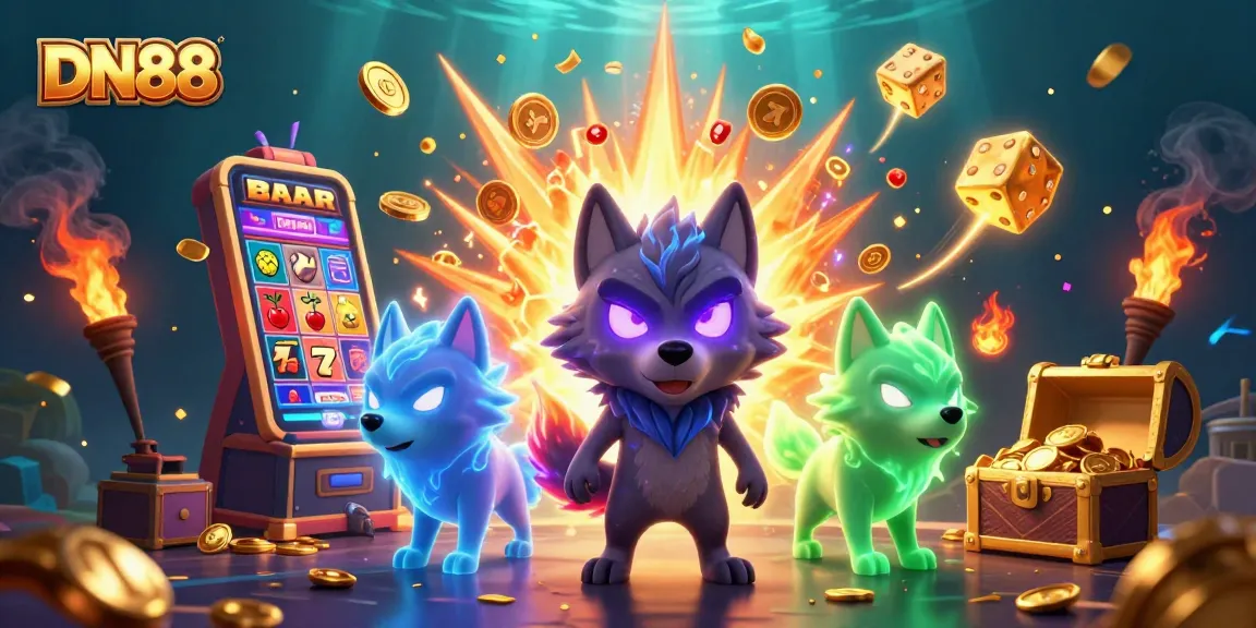 Experience the thrill of winning at DN88 with dynamic 3D gaming elements, including jackpots, spectral wolves, and casino excitement.
