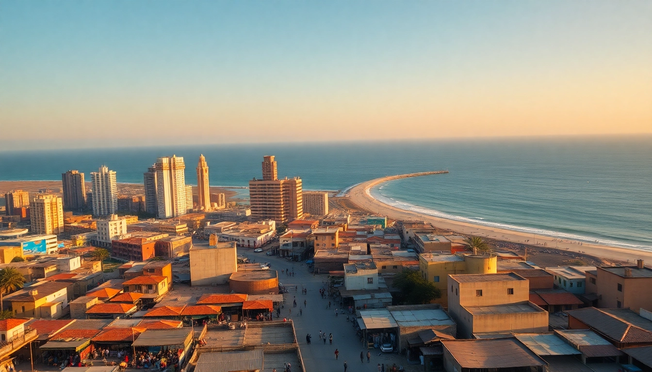 Mogadishu km square cityscape showcasing prominent landmarks and vibrant local life.