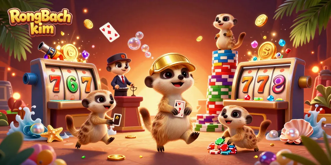 Experience the excitement of Rongbach kim with meerkats in a vibrant casino scene, filled with lively card games and jackpots.