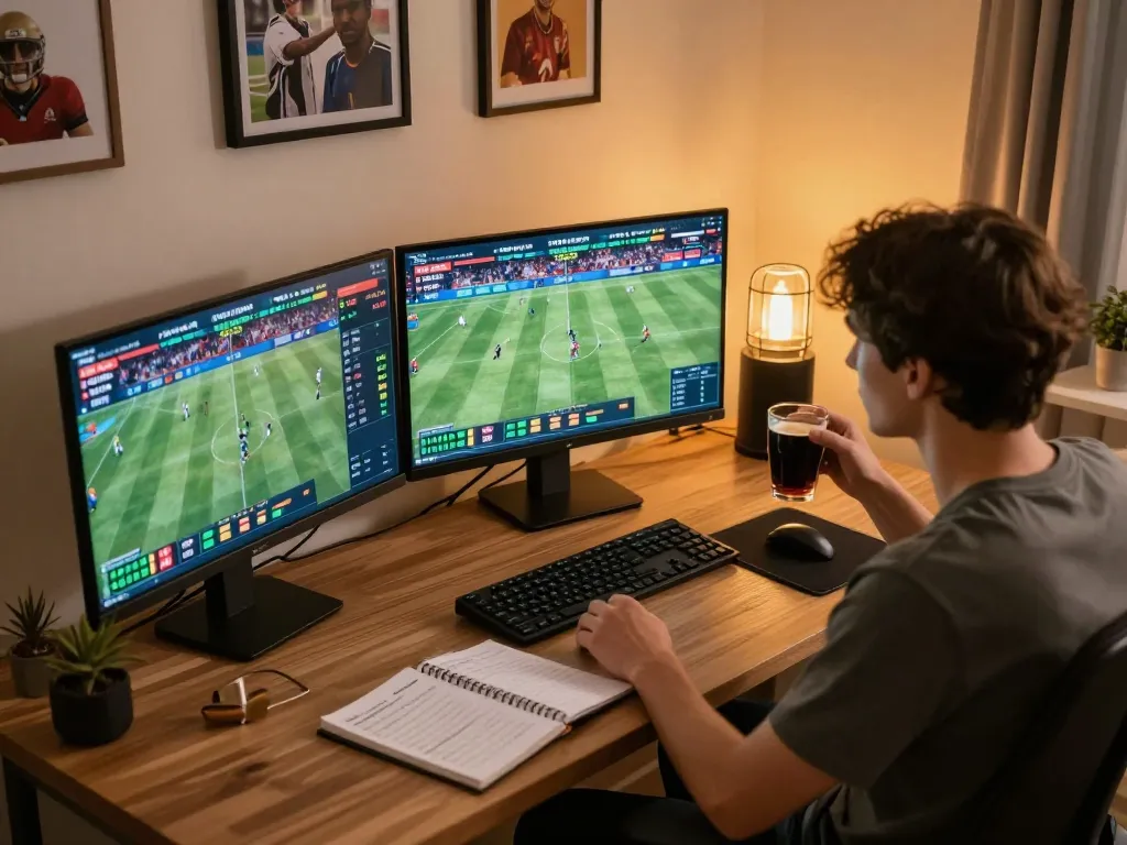 Engaging in strategic betting at RR88 Auction with live sports events displayed on multiple screens.