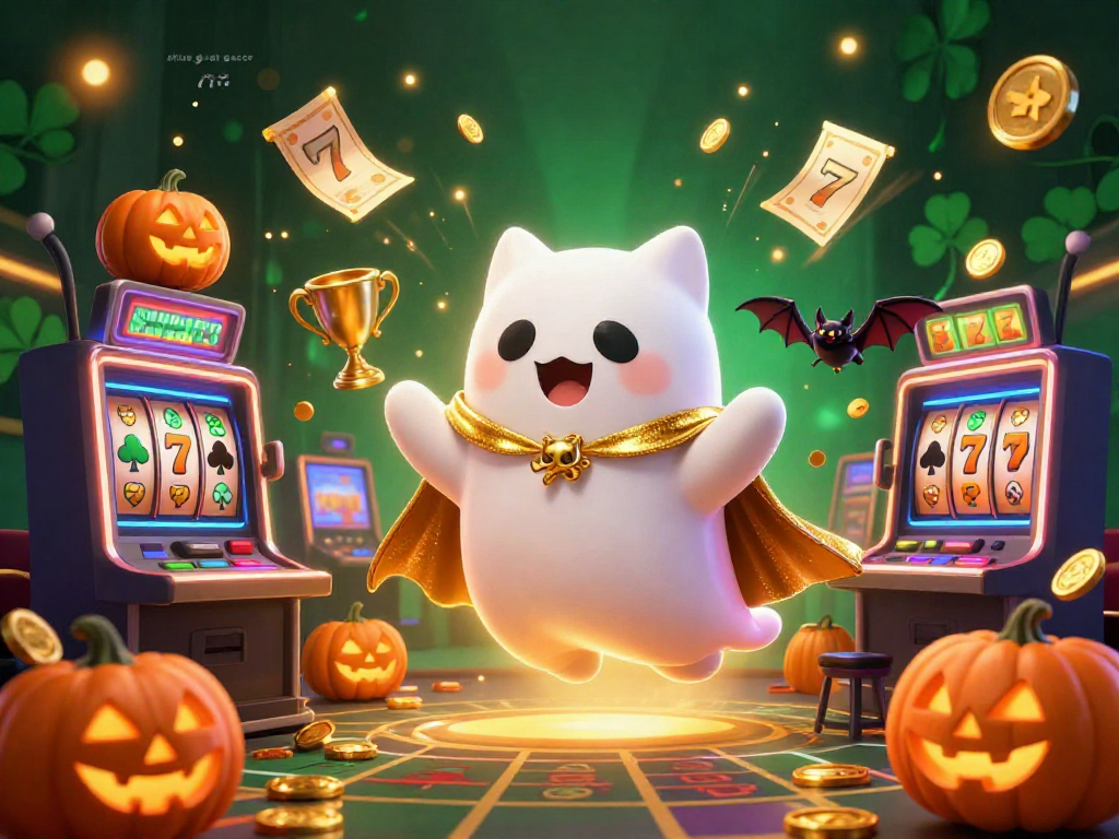 Spin slots to win huge at situs slot gacor 777 with vibrant characters in a haunted casino.