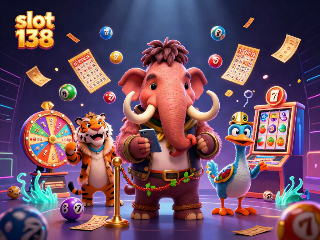 Experience the excitement of slot 138 with colorful lottery balls bouncing and dynamic game elements.