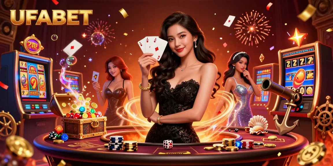 Experience the thrills of betting on UFABET with a stunning representation of casino gaming, featuring vibrant characters and rich visuals.