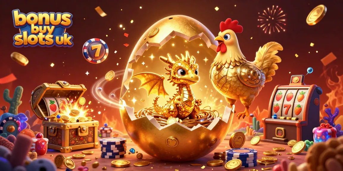 Experience excitement with bonus buy slots uk, featuring a golden dragon, poker chips, and dynamic slot symbols.