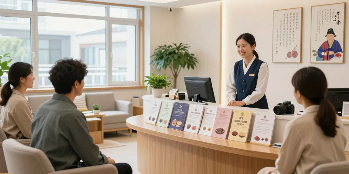 Welcoming environment of 수원한의원 with patients and traditional decor.