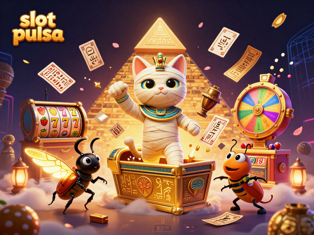 Experience thrilling slot pulsa action with vibrant graphics and interactive elements in this dynamic casino scene.