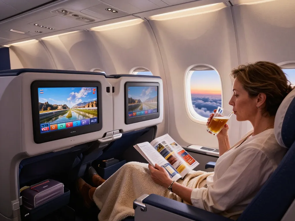 Experience the luxury journey aboard the American Airlines 789P aircraft with cozy seating and exquisite cabin details.