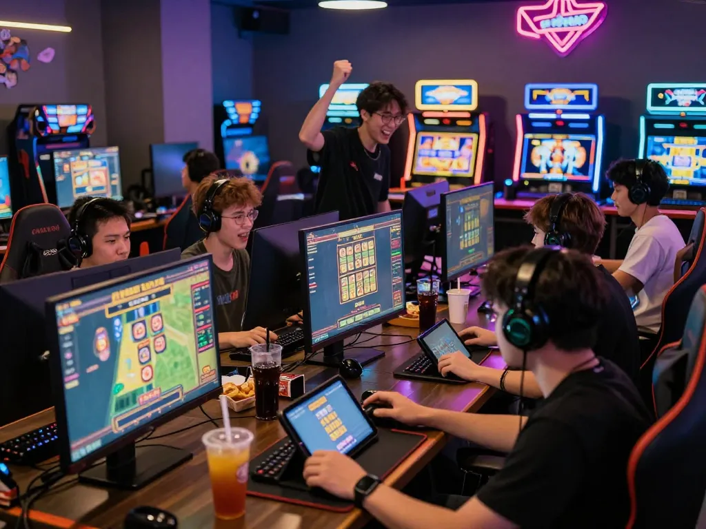 Penggemar permainan online menikmati permainan slot gacor di lingkungan yang cerah