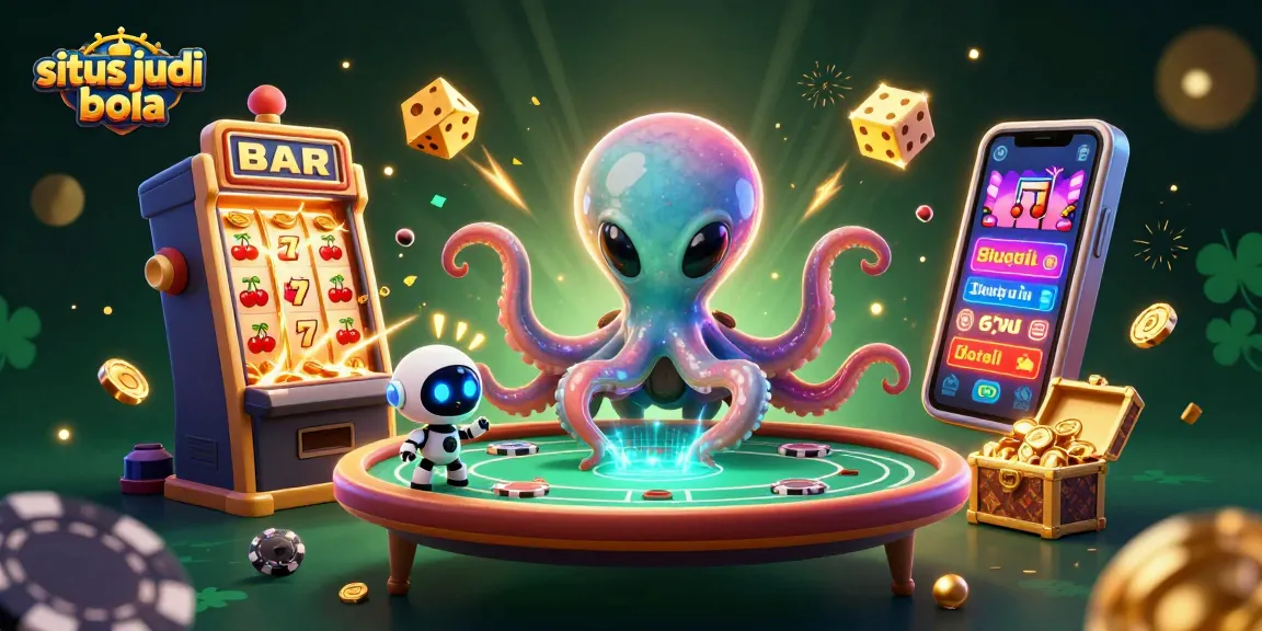 Experience the thrills of situs judi bola with a captivating 3D casino illustration showcasing a vibrant poker scene.