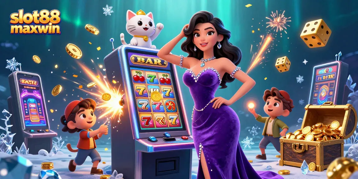 Putar untuk menang di slot88 maxwin dengan pemandangan glamor perayaan jackpot.