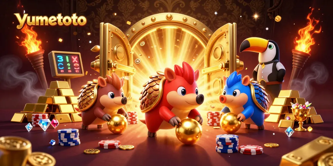 yumetoto pangolins compete in an exciting bowling game with casino chips during a vibrant celebration