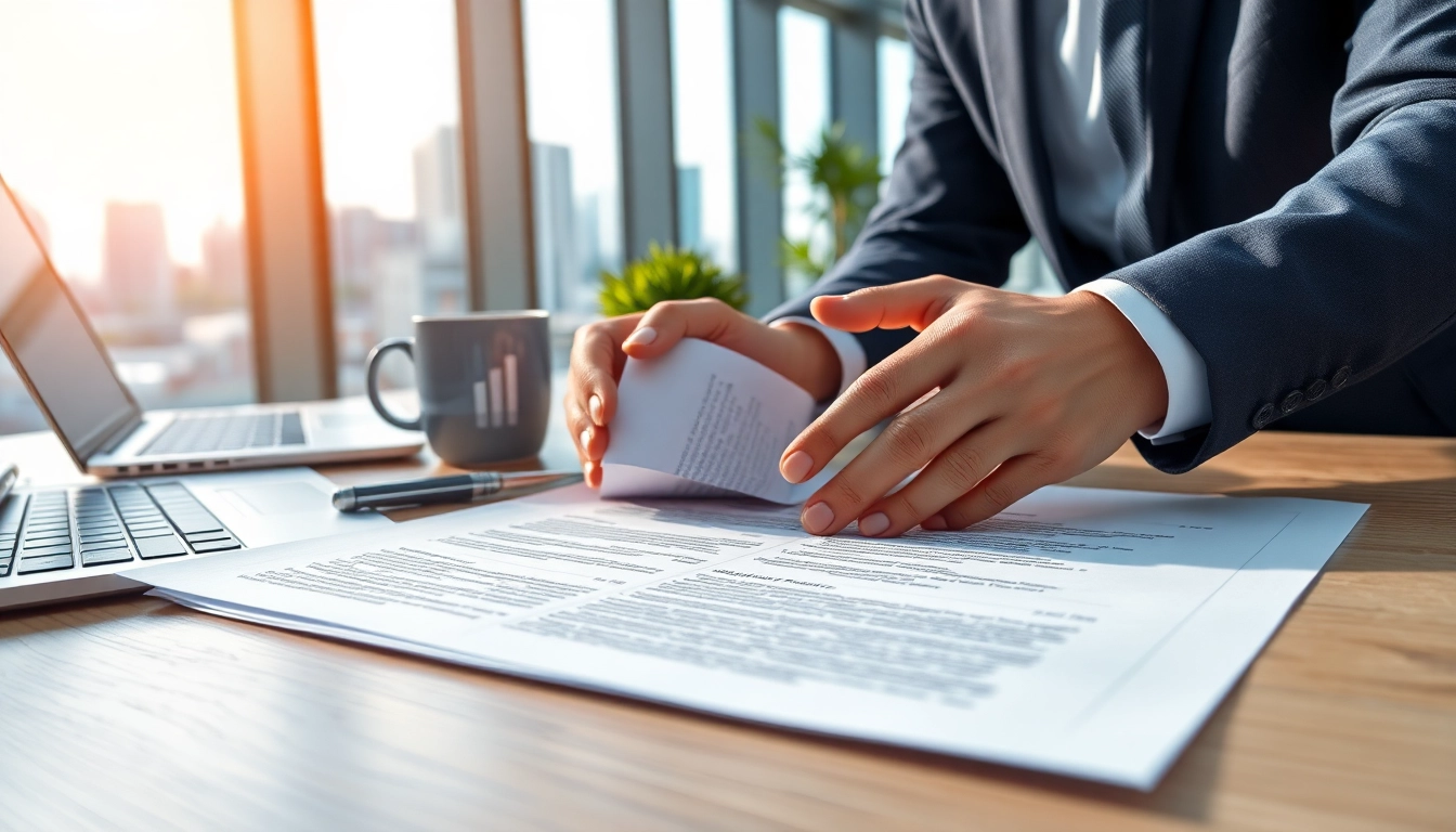 Reviewing legal documents in a professional setting emphasizing Contract Management.