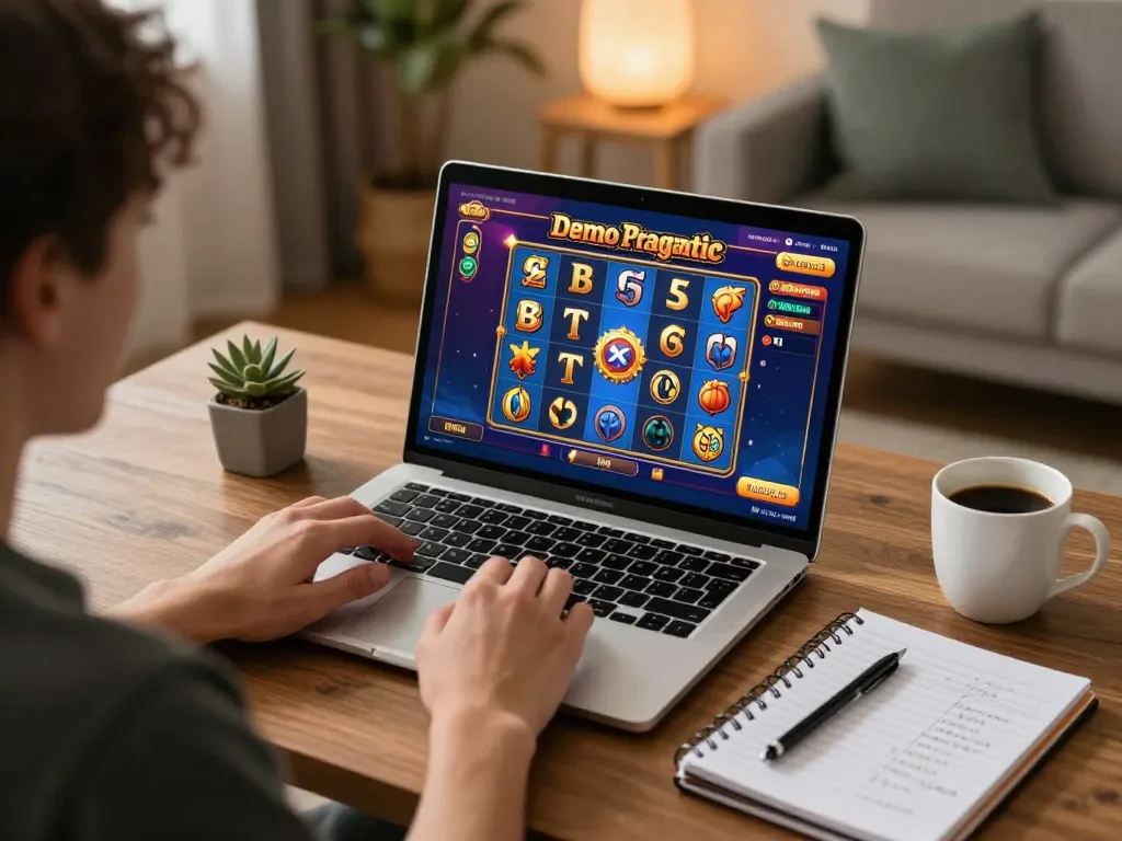 Engage with Demo Slot Pragmatic at home, showcasing an interactive online gaming setup and strategic planning tools.