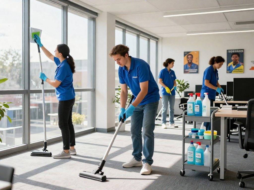 Putzfirma in Dortmund reinigt ein modernes Büro mit professionellen Reinigungsmethoden.